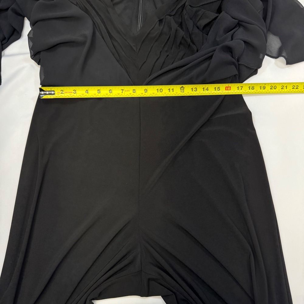 NEW Adrianna Papell Cropped Jumpsuit Skirted Overlay US 16 Black V-Neck Formal - Picture 12 of 16